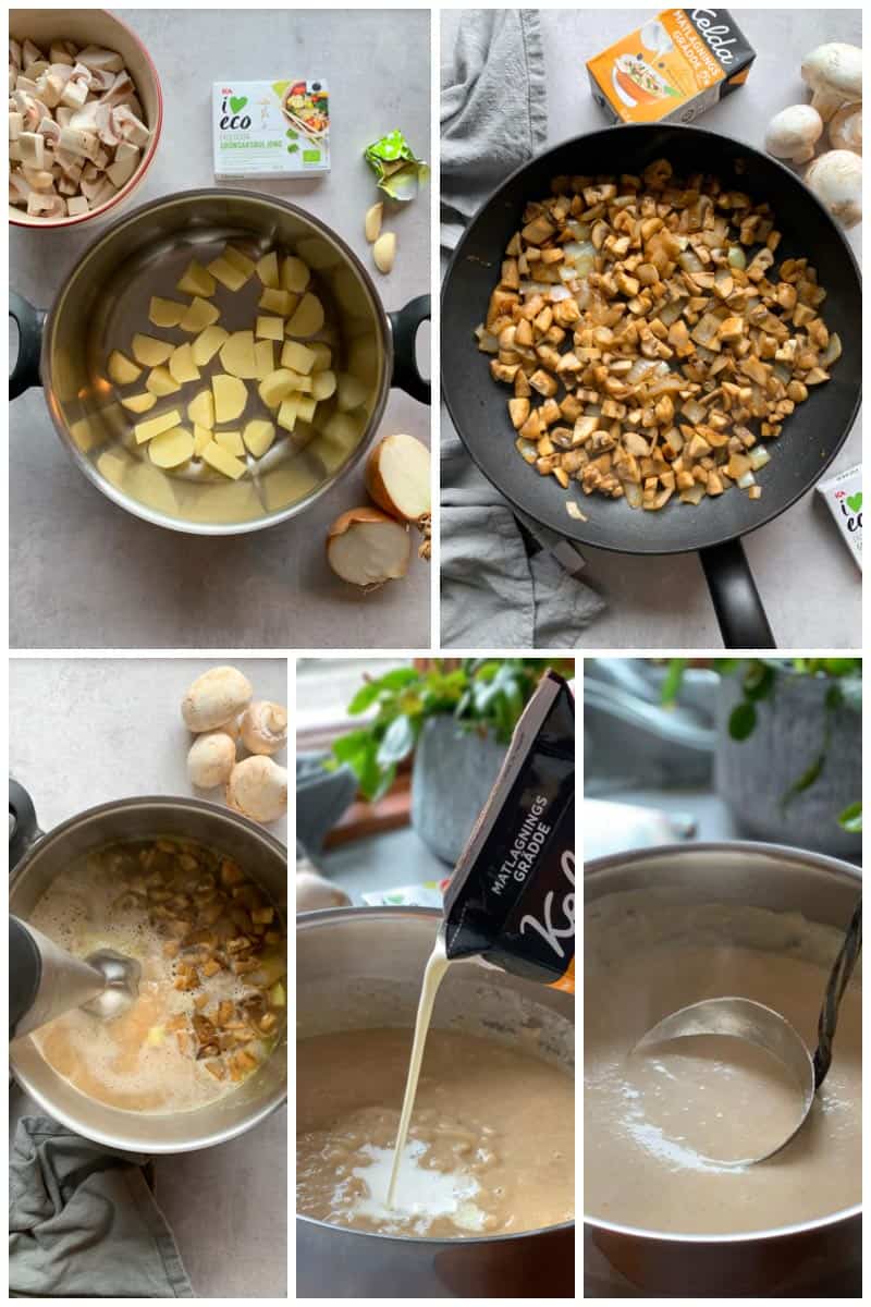 Step by step how to make easy creamy mushroom soup