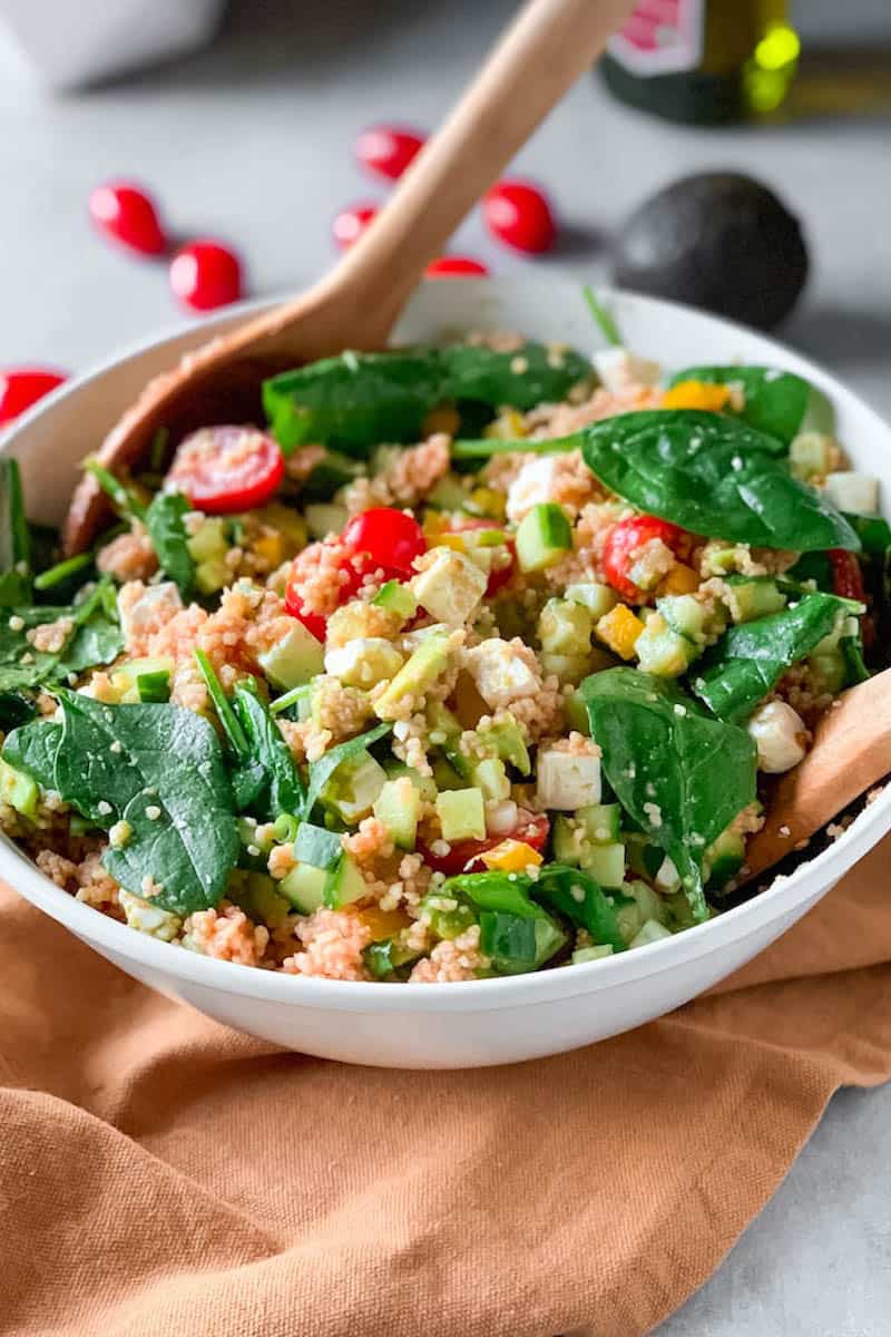 Couscous salad with feta and avocado Here To Cook