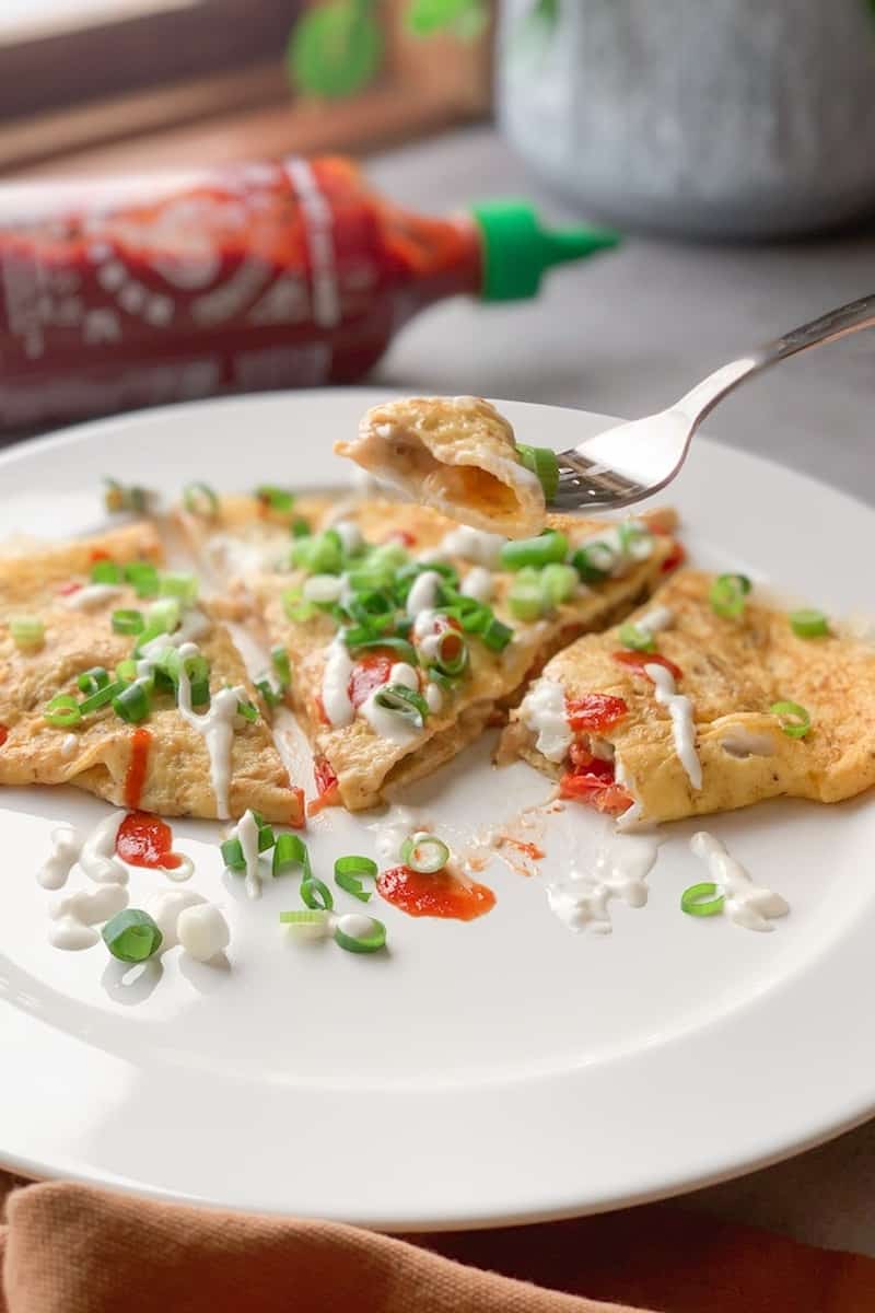 Perfect omelet with mushrooms and cheese